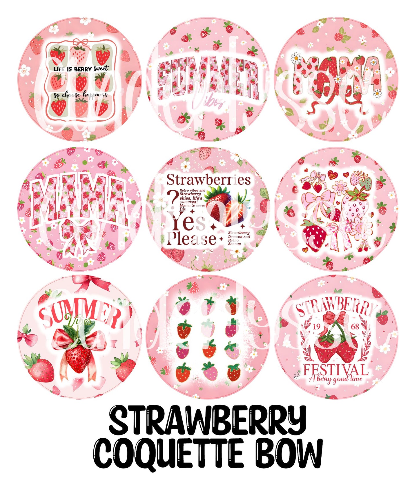 3.5 inch Round: Strawberry Coquette Bow for Cardstock Silicone Mold, NO MOLD INCLUDED for Aroma Bead Molds, Premium Cardstock Images