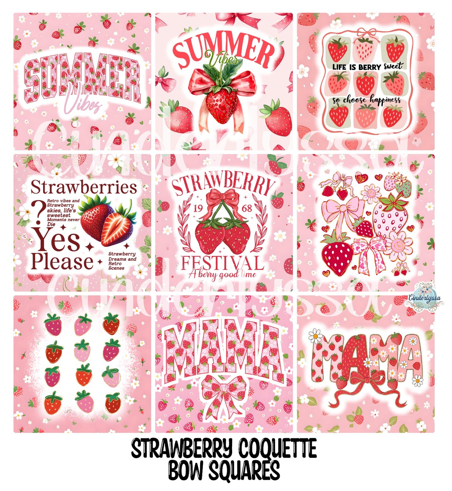 2.5 inch Square Strawberry Coquette Bow Cardstock Only for freshies - NO MOLD: Cardstock Silicone Mold, for Aroma Bead Molds, Premium Cardstock Images