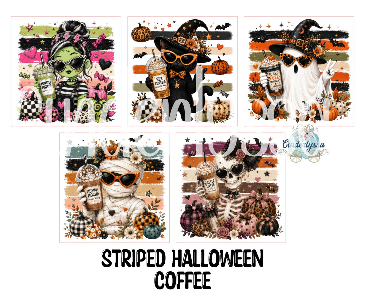 2.5 inch Square Striped Halloween Coffee Cardstock Only for freshies - NO MOLD: Cardstock Silicone Mold, for Aroma Bead Molds, Premium Cardstock Images