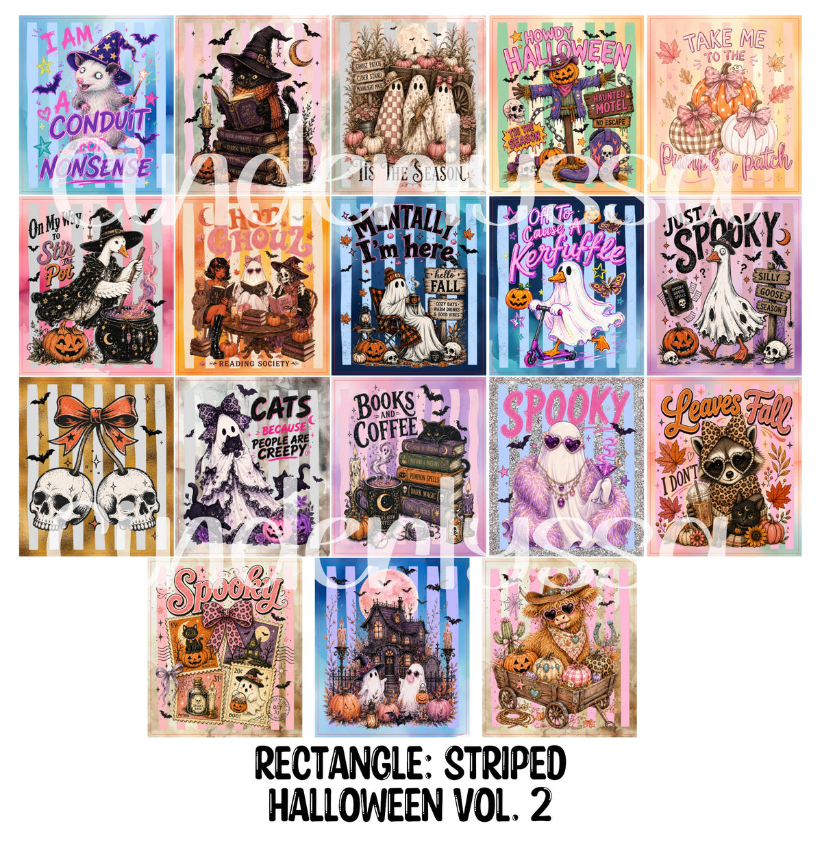 3x4 inch: Striped Halloween Vol. 2 Theme Rectangle With .25 inch Curved Edge Cardstock/Picture Silicone Mold, Aroma Bead Molds