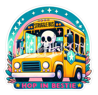 Struggle Bus Skellie: Hop In Bestie Cardstock Silicone Mold, Aroma Bead Molds, Premium Cardstock Images