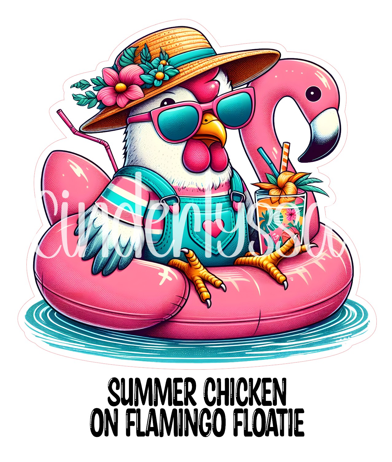 Summer Chicken On Flamingo Floatie Cardstock Silicone Mold, Aroma Bead Molds, Premium Cardstock Images