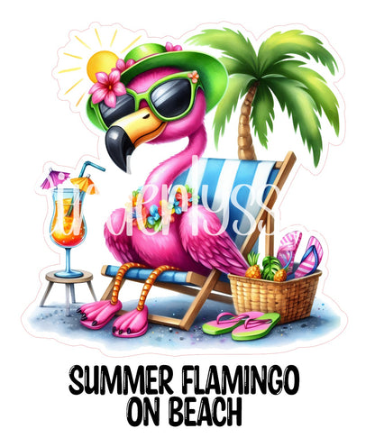 Summer Flamingo On Beach Cardstock Silicone Mold, Aroma Bead Molds, Premium Cardstock Images