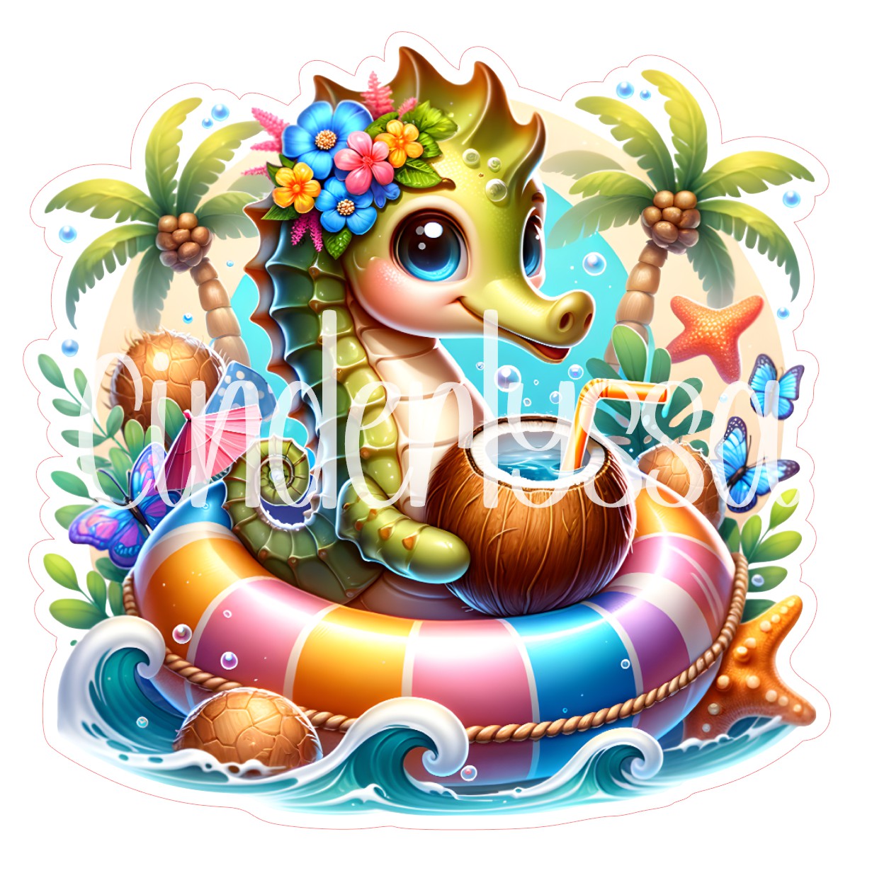 Summer Seahorse on Floatie Cardstock Silicone Mold, Aroma Bead Molds, Premium Cardstock Images