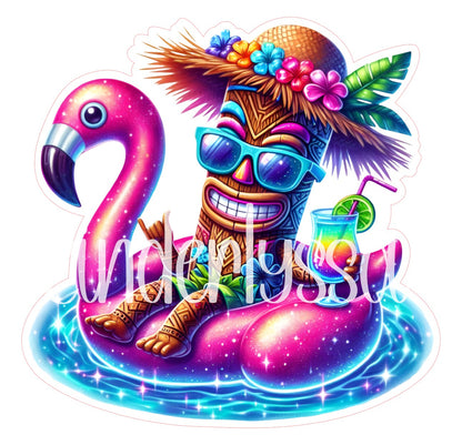 Summer Tiki Man On Floatie Cardstock Silicone Mold, Aroma Bead Molds, Premium Cardstock Images