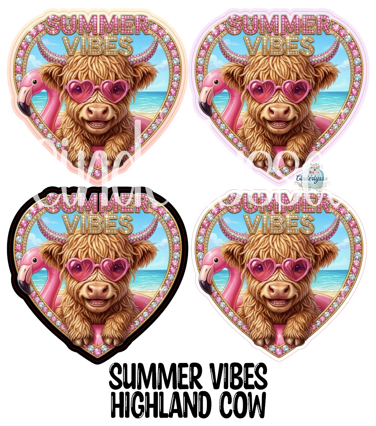 Summer Vibes Highland Cow Cardstock Silicone Mold, Aroma Bead Molds, Premium Cardstock Images
