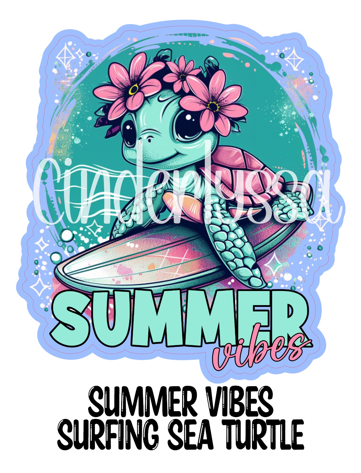 Summer Vibes Surfing Sea Turtle Cardstock Silicone Mold, Aroma Bead Molds, Premium Cardstock Images