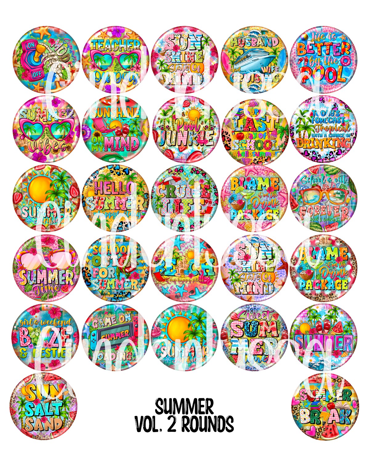 3 inch Round Summer Vol. 2 Cardstock Only for freshies: Aroma Bead Molds, Premium Cardstock Images