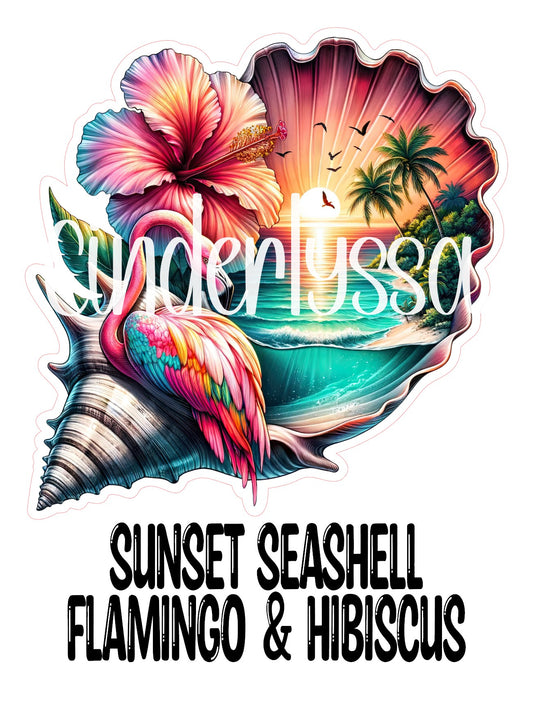 Sunset Seashell with Flamingo and Hibiscus for Cardstock Silicone Mold, Aroma Bead Molds, Premium Cardstock Images