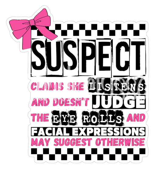 Suspect Claims She Listens Cardstock Silicone Mold, Aroma Bead Molds, Premium Cardstock Images