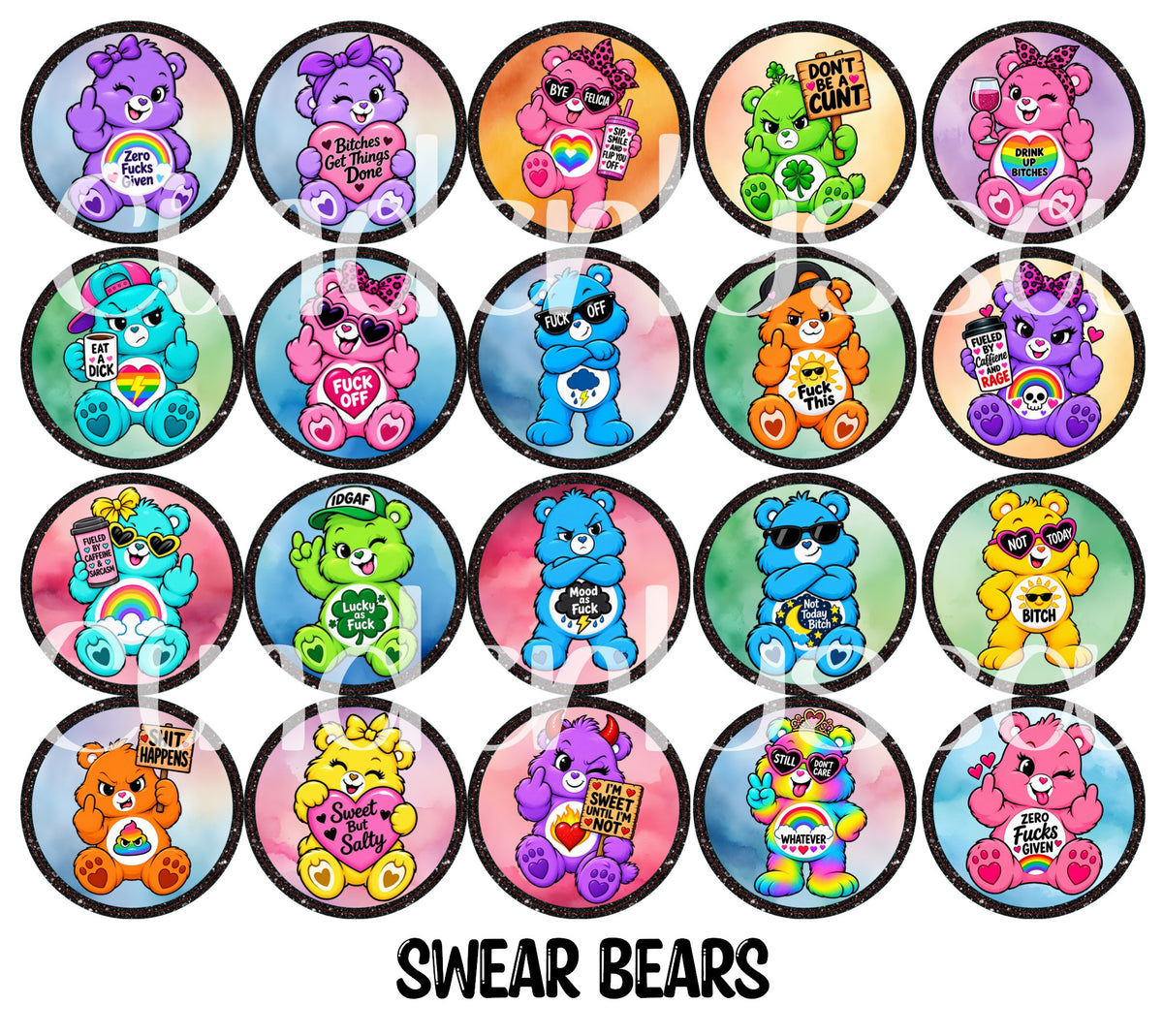 Swear Bears Rounds Cardstock Only for freshies - NO MOLD for Aroma Bead Molds, Premium Cardstock Images