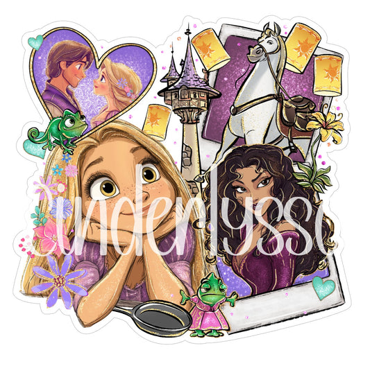 Tangled Collage: Golden Hair, Floating Lights, Flynn Rider Cardstock Silicone Mold, Aroma Bead Molds, Premium Cardstock Images