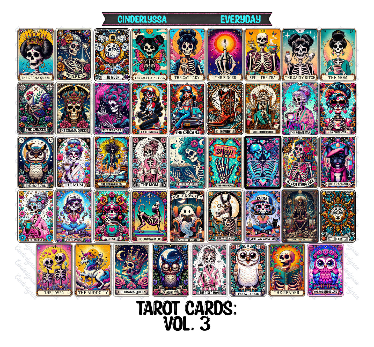 Tarot Cards: Disney, Skellie, Food and Drinks, Dual Cavity Cardstock Silicone Mold, Aroma Bead Molds, Premium Cardstock Images