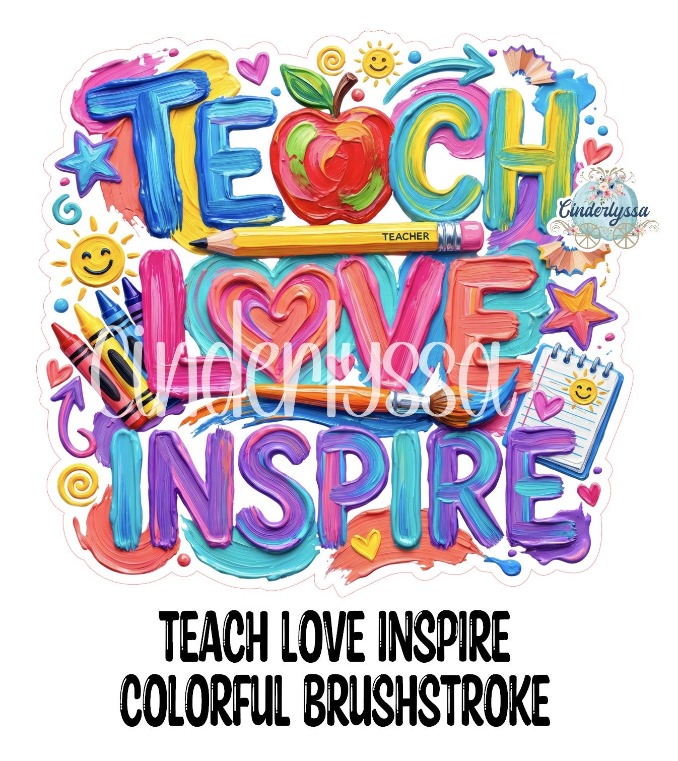 Teach Love Inspire Colorful Brushstroke Cardstock Silicone Mold, Aroma Bead Molds, Freshie Mold, Premium Cardstock Images