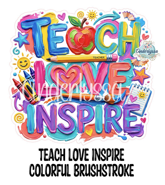 Teach Love Inspire Colorful Brushstroke Cardstock Silicone Mold, Aroma Bead Molds, Freshie Mold, Premium Cardstock Images
