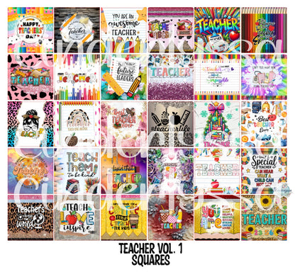 3 inch Square: Teacher Vol. 1 Cardstock/Picture With Curved Edge Cardstock Silicone Mold, Aroma Bead Molds, Premium Cardstock Images