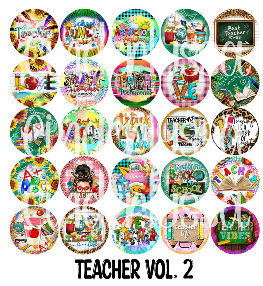 2.5 inch Round Teacher Vol. 2 Cardstock Only for freshies: Cardstock Silicone Mold, Car Freshener, Premium Cardstock Images-NO MOLD