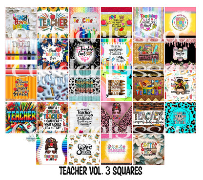 3 inch Square: Teacher Vol. 3 Cardstock/Picture With Curved Edge Cardstock Silicone Mold, Aroma Bead Molds, Premium Cardstock Images