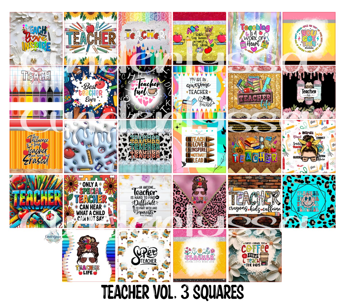 3 inch Square Teacher Vol. 3 Cardstock Only for freshies - NO MOLD: Cardstock Silicone Mold, Premium Cardstock Image
