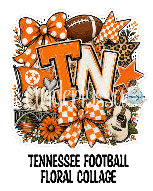 Tennessee Football Floral Collage Cardstock Silicone Mold, Aroma Bead Molds, Premium Cardstock Images