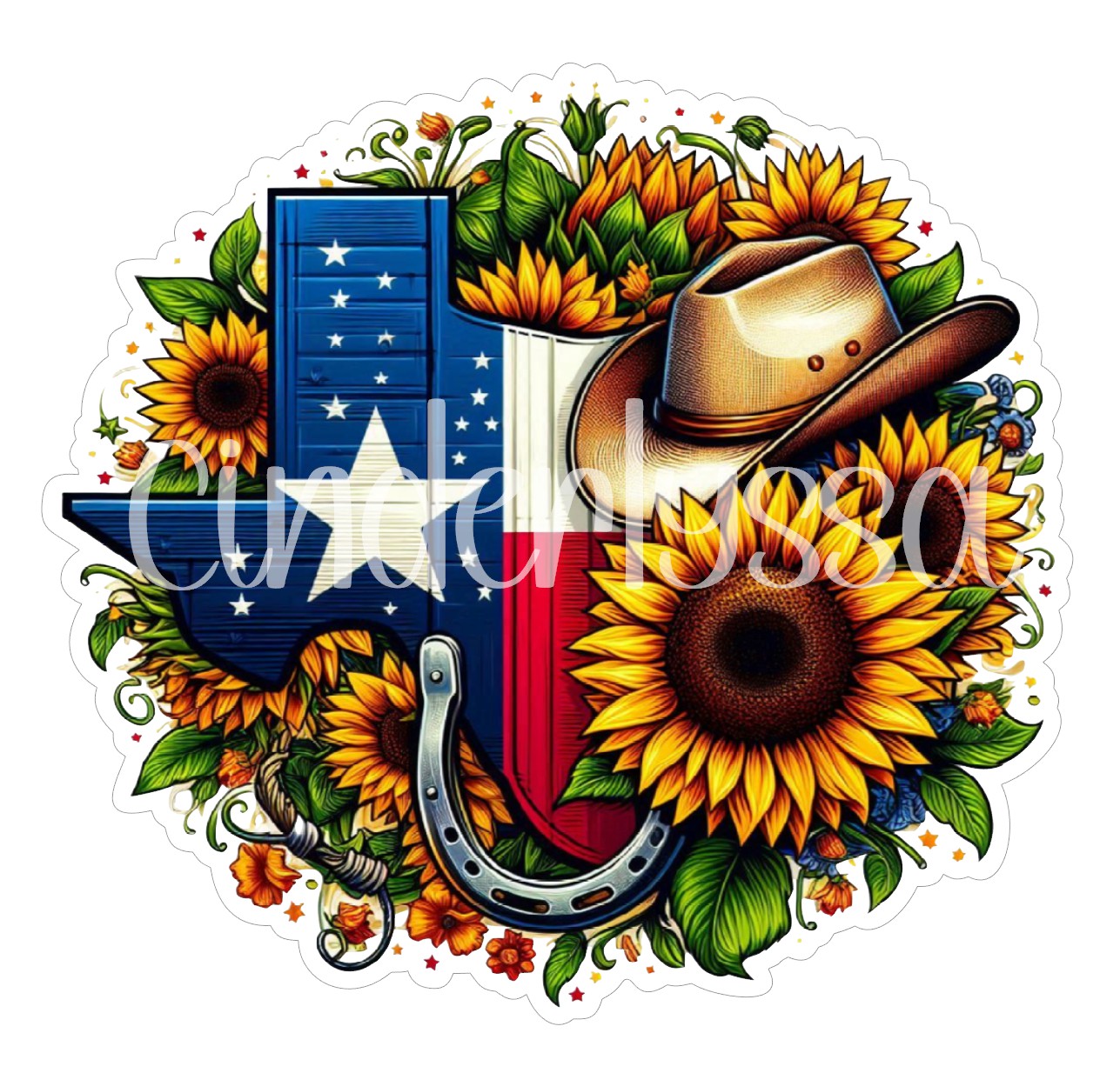 Texas State Flag Sunflowers Cowboy Hat & Horseshoe Cardstock Silicone Mold, Aroma Bead Molds, Premium Cardstock Images