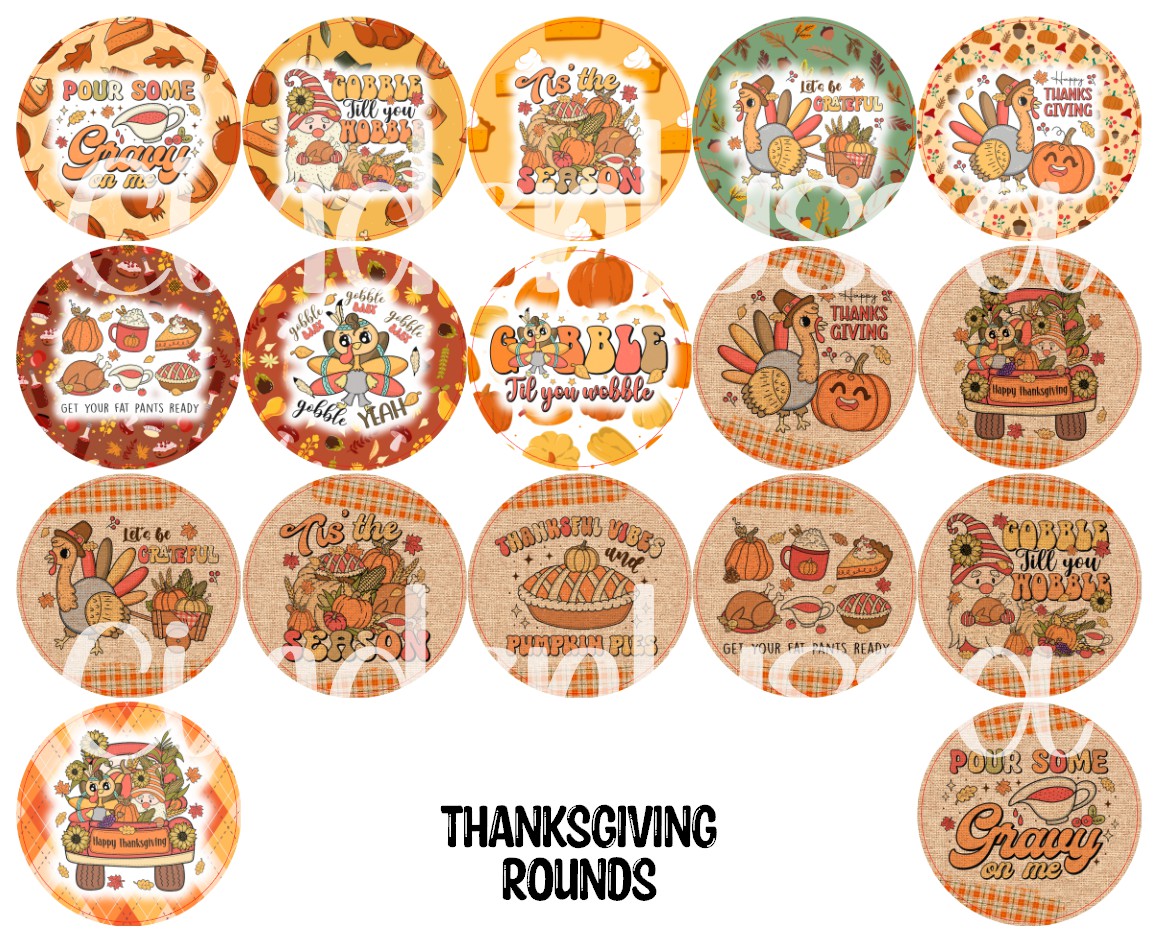 Thanksgiving Rounds Cardstock Only for freshies - NO MOLD for Aroma Bead Molds, Premium Cardstock Images