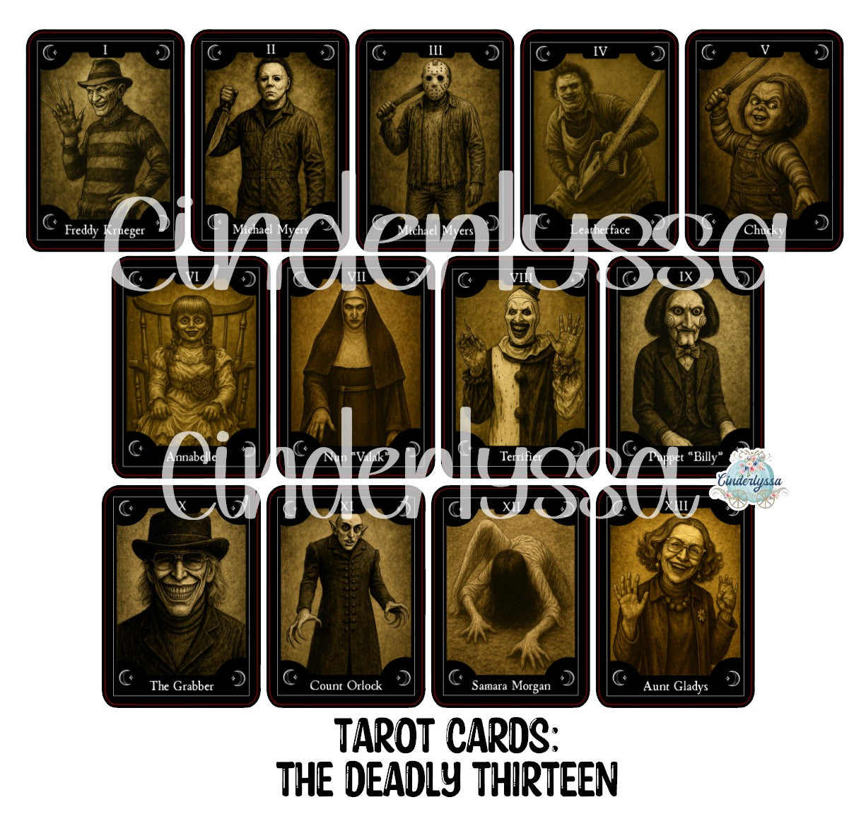 Tarot Cards: The Deadly Thirteen Dual Cavity Cardstock Silicone Mold, Aroma Bead Molds, Premium Cardstock Images
