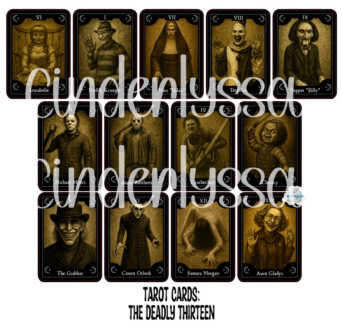 Tarot Cards: The Deadly Thirteen Dual Cavity Cardstock Silicone Mold, Aroma Bead Molds, Premium Cardstock Images
