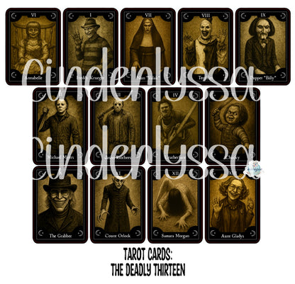 Tarot Cards: The Deadly Thirteen Dual Cavity Cardstock Silicone Mold, Aroma Bead Molds, Premium Cardstock Images