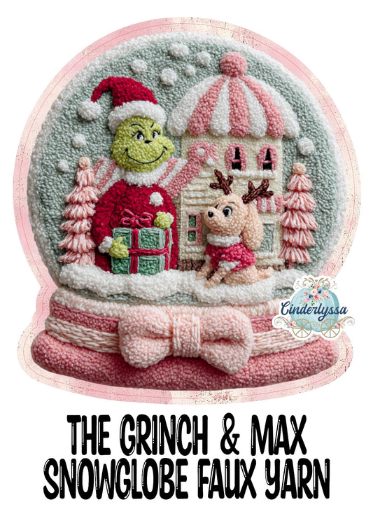 The Grinch & Max Snowglobe Faux Yarn Cardstock Silicone Mold, Aroma Bead Molds, Car Freshies, Premium Cardstock Images