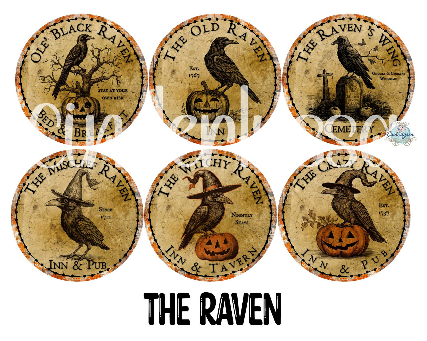 2.5 inch Round The Raven Cardstock Only for freshies:  Aroma Bead Molds, Premium Cardstock Images-NO MOLD
