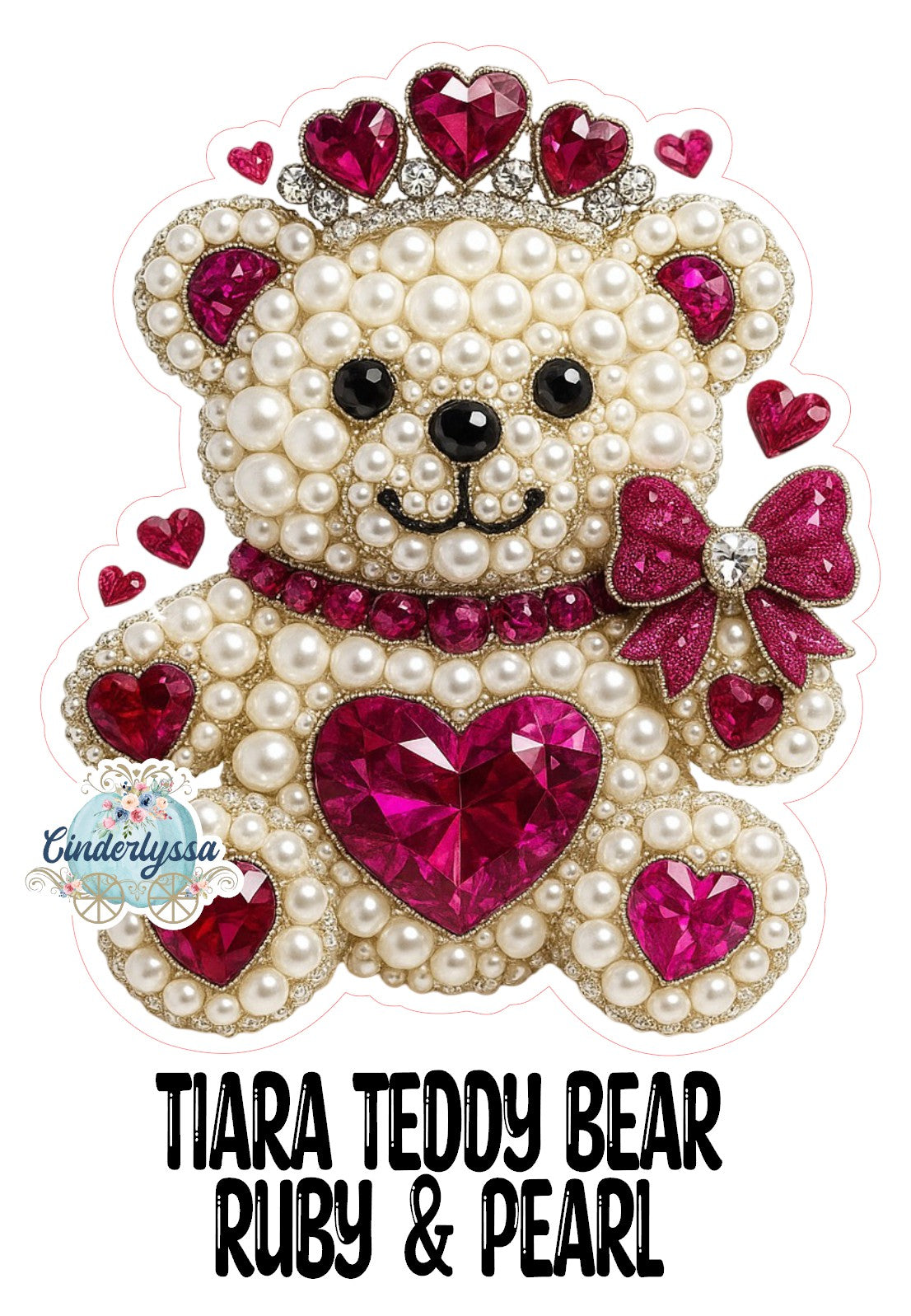Tiara Teddy Bear Ruby & Pearl Cardstock Silicone Mold, Aroma Bead Molds, Premium Cardstock Images