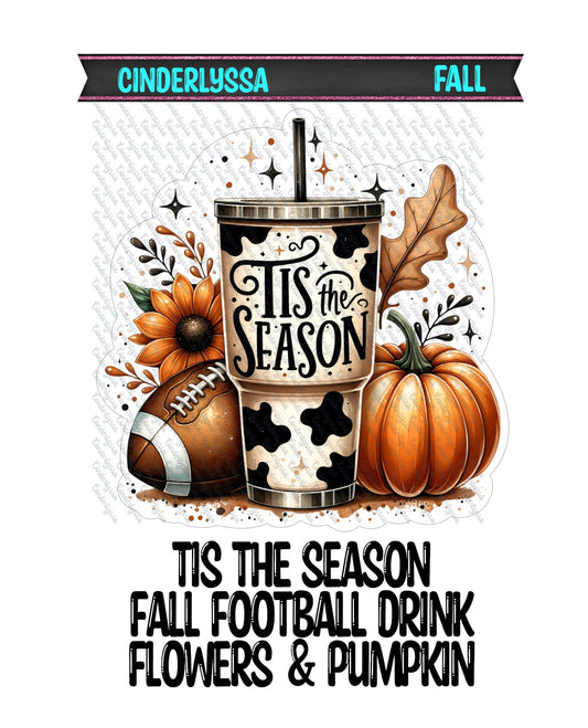 Tis The Season Fall Football Drink, Flowers & Pumpkin: Cow Print Tumbler Cardstock Silicone Mold, Aroma Bead Molds, Premium Cardstock