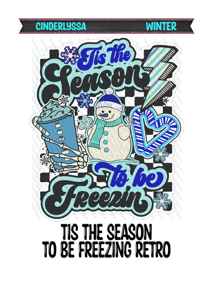 Tis The Season To Be Freezin Retro Snowman Cardstock Silicone Mold, Aroma Bead Molds, Premium Cardstock Images, Car Freshies