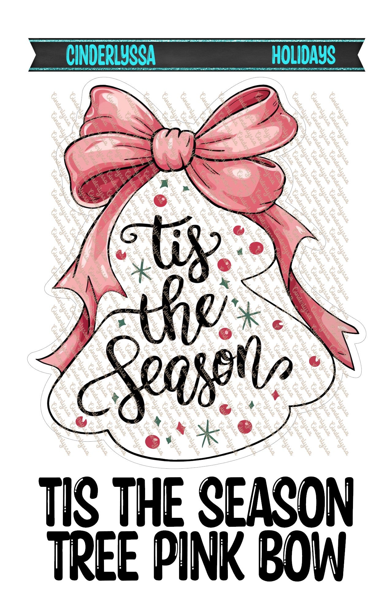 Tis The Season Tree Pink Bow Cardstock Silicone Mold, Aroma Bead Molds, Premium Cardstock Images