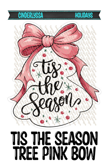 Tis The Season Tree Pink Bow Cardstock Silicone Mold, Aroma Bead Molds, Premium Cardstock Images