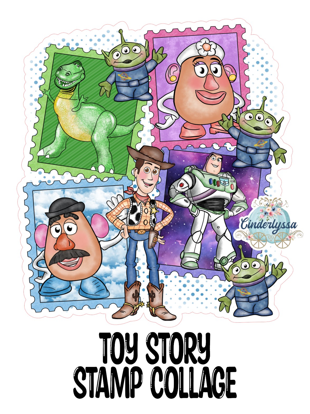 Toy Story Stamp Collage Cardstock Silicone Mold, Aroma Bead Molds, Premium Cardstock Images