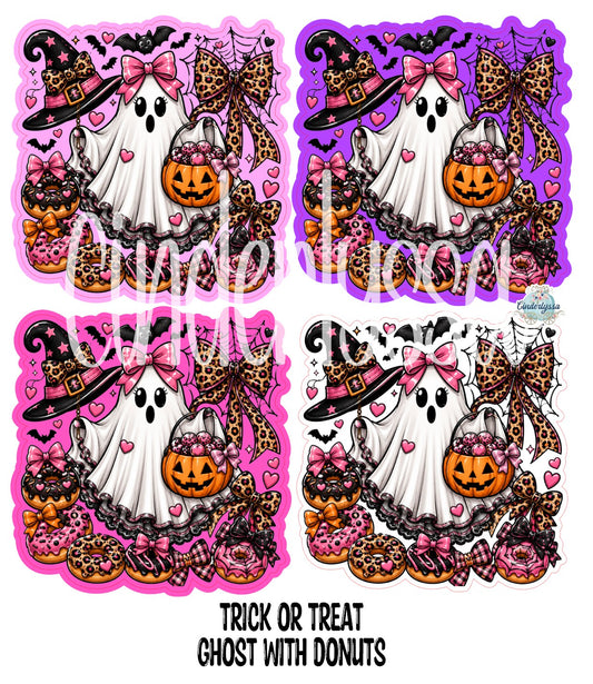 Trick or Treat Ghost with Donuts Cardstock Silicone Mold, Aroma Bead Molds, Premium Cardstock Images