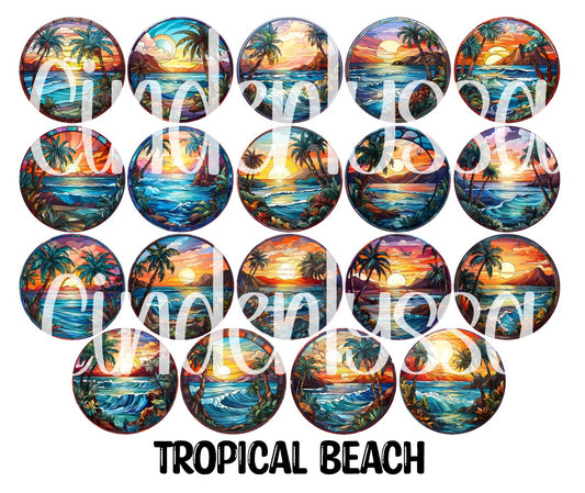 3 inch Round Retro Tropical Beach Cardstock Only for freshies: Aroma Bead Molds, Premium Cardstock Images