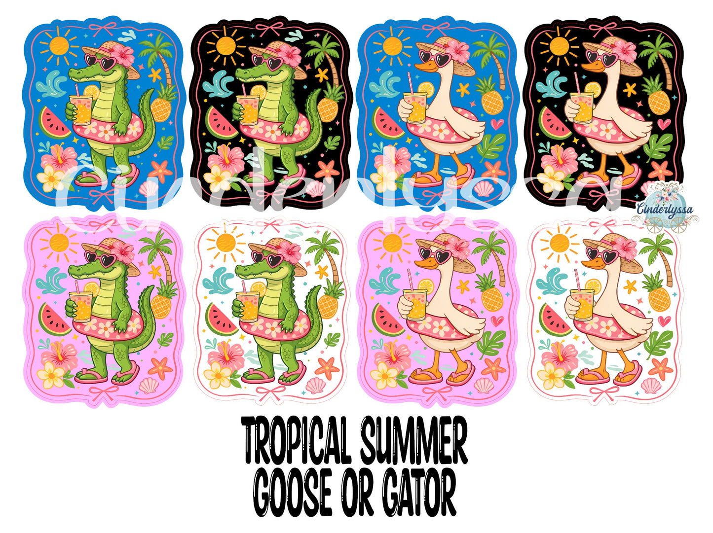 Tropical Summer Goose or Gator Cardstock Silicone Mold, Aroma Bead Molds, Premium Cardstock Images
