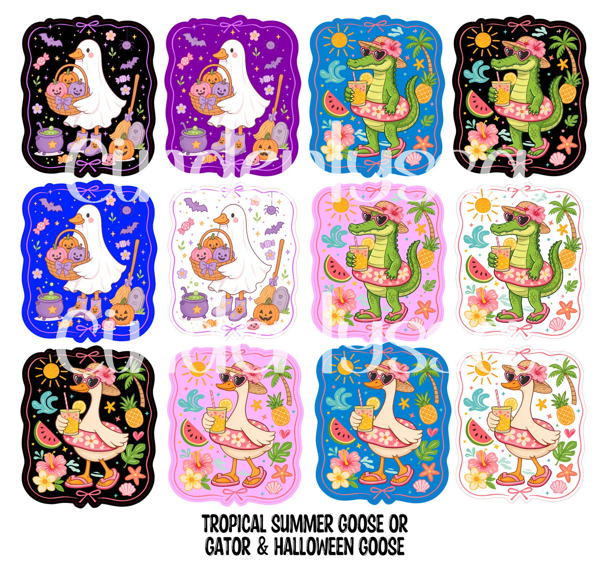 Tropical Summer Goose or Gator and Halloween Goose Cardstock Silicone Mold, Aroma Bead Molds, Premium Cardstock Images
