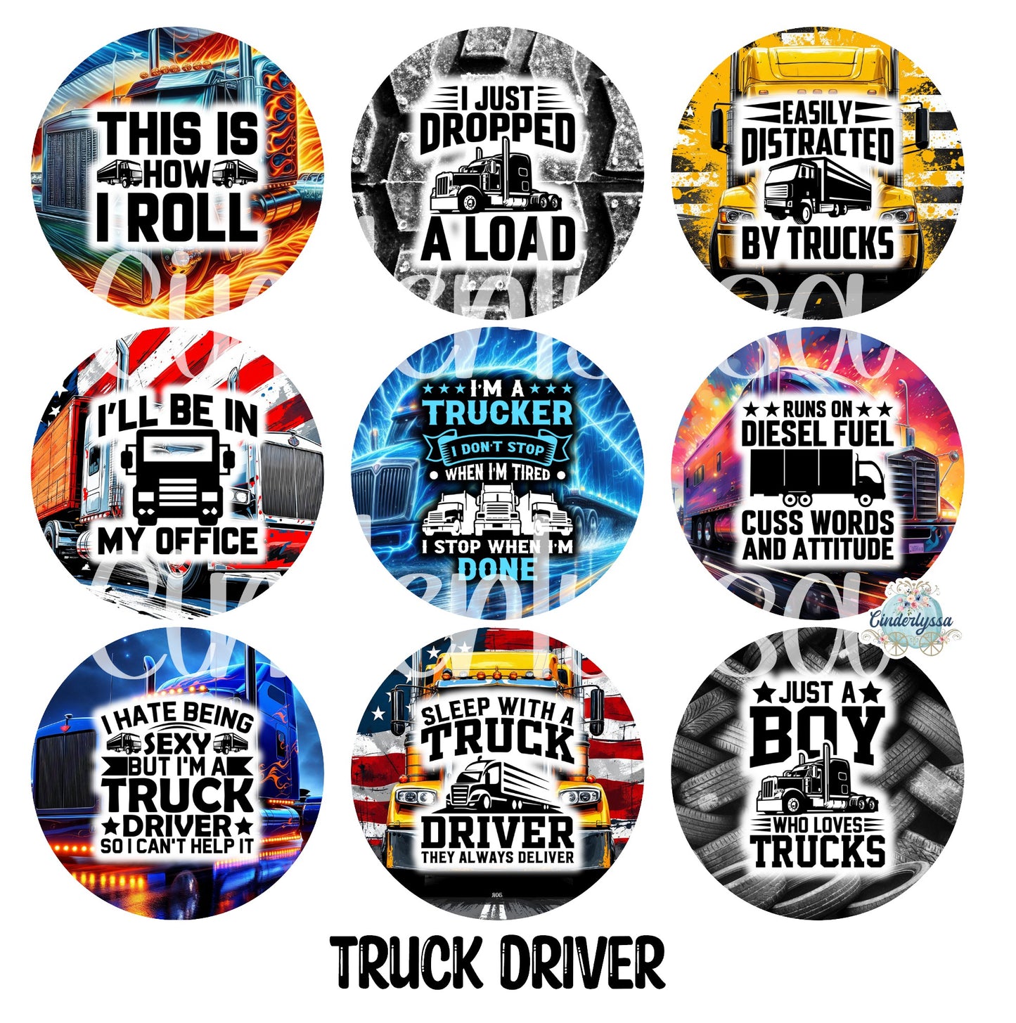 3 inch Round Truck Driver Cardstock Only for freshies -NO MOLD for Aroma Bead Molds, Premium Cardstock Images