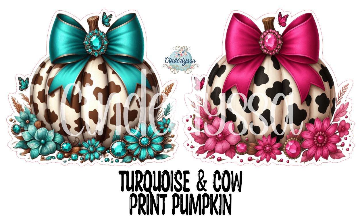 Turquoise & Cow Print Pumpkin Cardstock Silicone Mold, Aroma Bead Molds, Premium Cardstock Images