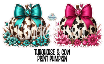 Turquoise & Cow Print Pumpkin Cardstock Silicone Mold, Aroma Bead Molds, Premium Cardstock Images