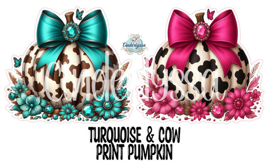 Turquoise & Cow Print Pumpkin Cardstock Silicone Mold, Aroma Bead Molds, Premium Cardstock Images