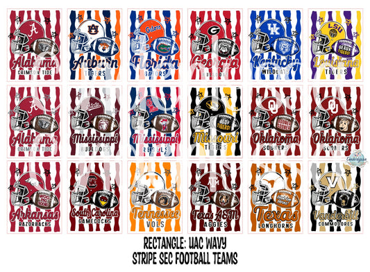 3x3.5 inch Rectangle: UAC Wavy Stripe SEC Football Teams Cardstock/Picture With .25 inch Curved Edge Cardstock Silicone Mold, Aroma Bead Molds, Premium Cardstock Images
