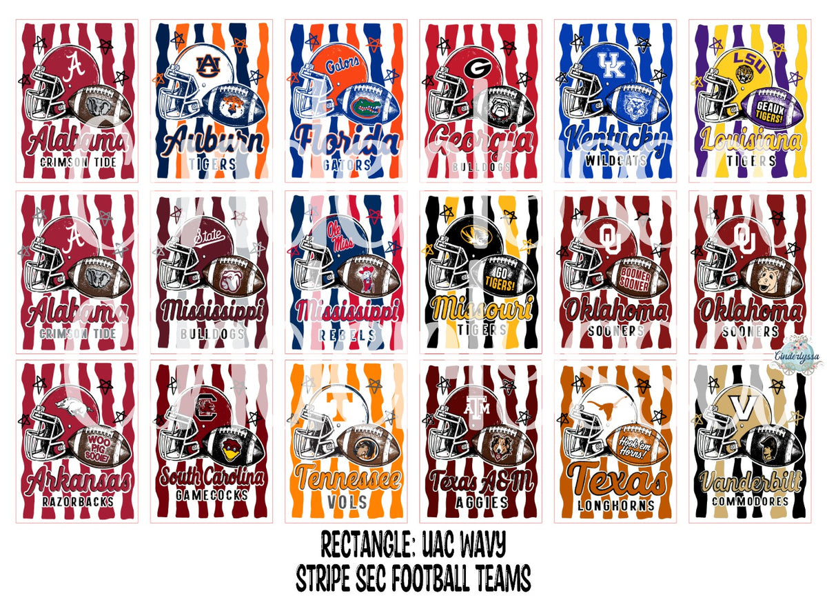 3x4 inch Rectangle: UAC Wavy Stripe SEC Football Teams Cardstock/Picture With .25 inch Curved Edge Cardstock Silicone Mold, Aroma Bead Molds