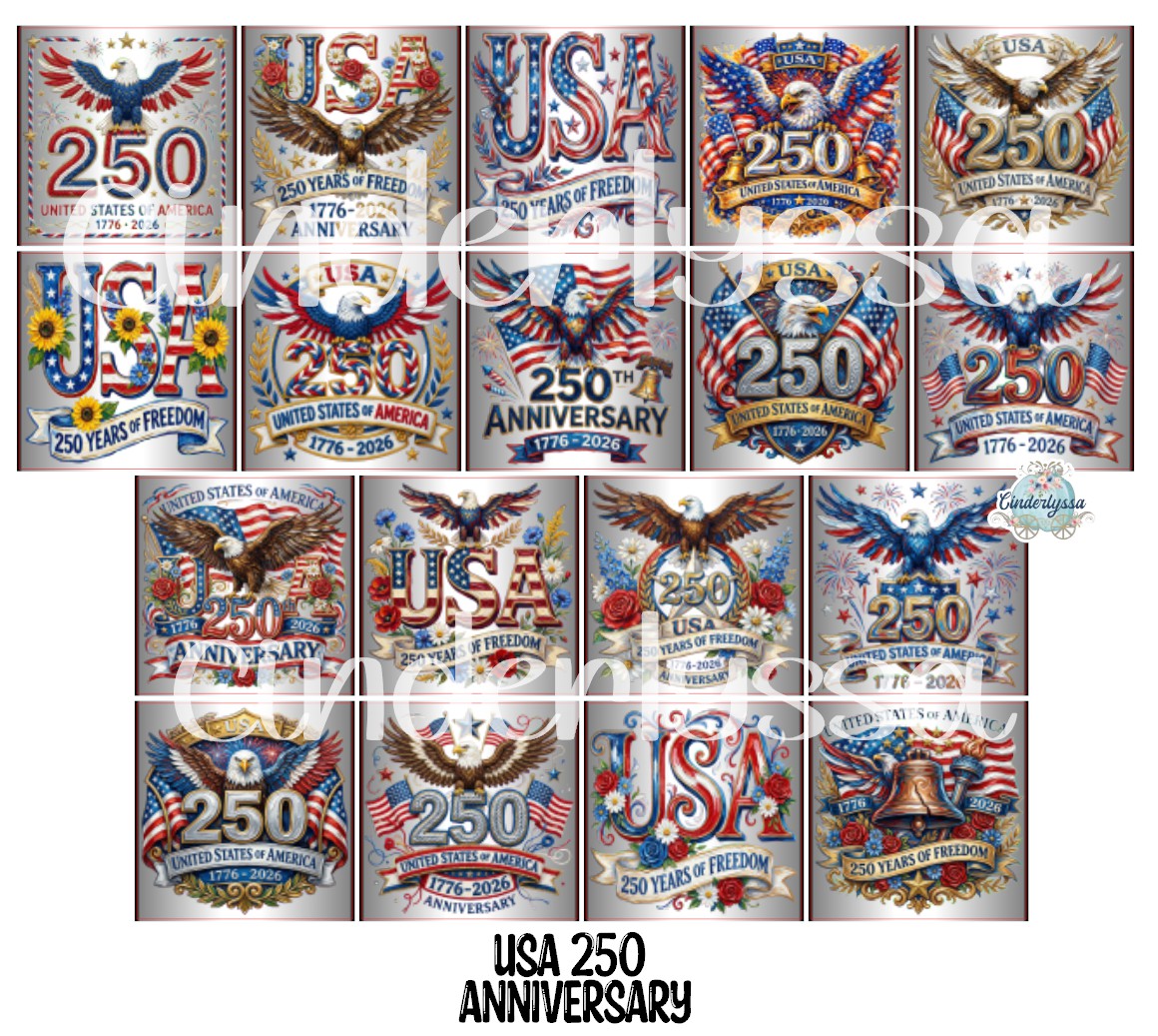 2 inch Square USA 250 Anniversary Cardstock Only for freshies - NO MOLD: Aroma Bead Molds, Premium Cardstock Images