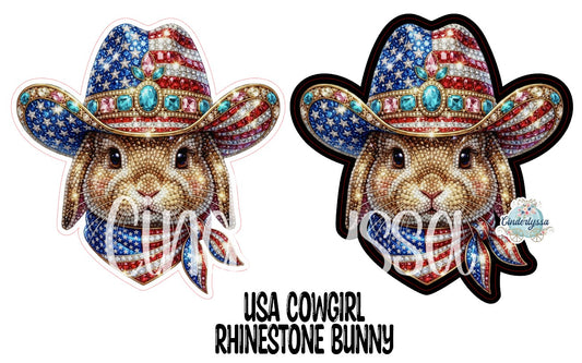 USA Cowgirl Rhinestone Bunny Cardstock Silicone Mold, Aroma Bead Molds, Car Freshies, Premium Cardstock Images