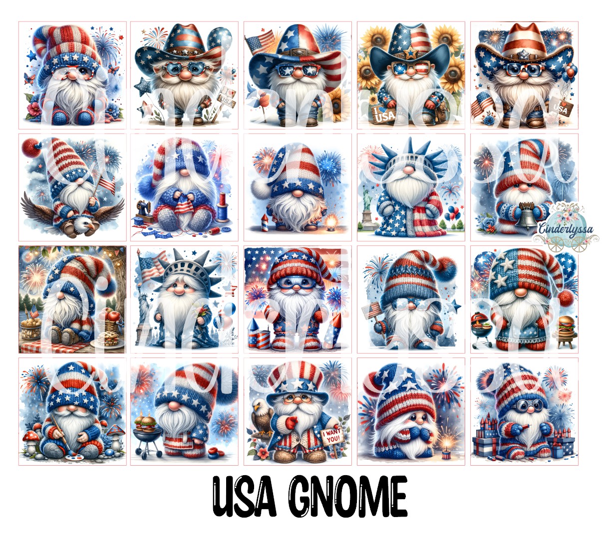 2.5 inch Square USA Gnome Cardstock Only for freshies - NO MOLD: Cardstock Silicone Mold, for Aroma Bead Molds, Premium Cardstock Image